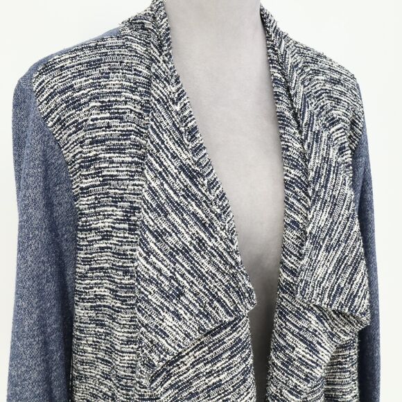 Lucky Brand Sweater Womens Large Blue Gray Open Cardigan Pockets Bohemian - Picture 6 of 14